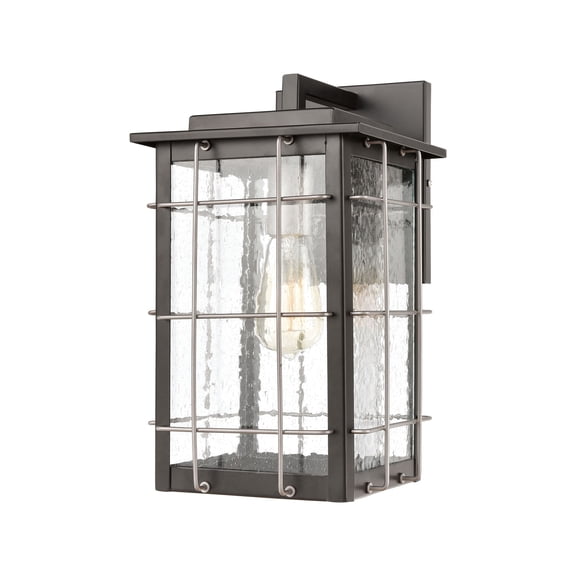 Brewster 1-Light Sconce in Matte Black with Seedy Glass