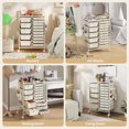 thumbnail image 6 of 15-Drawer Rolling Storage Cart with Metal Tabletop and Pegboard, Scrapbook Paper Office School Organizer,White, 6 of 8