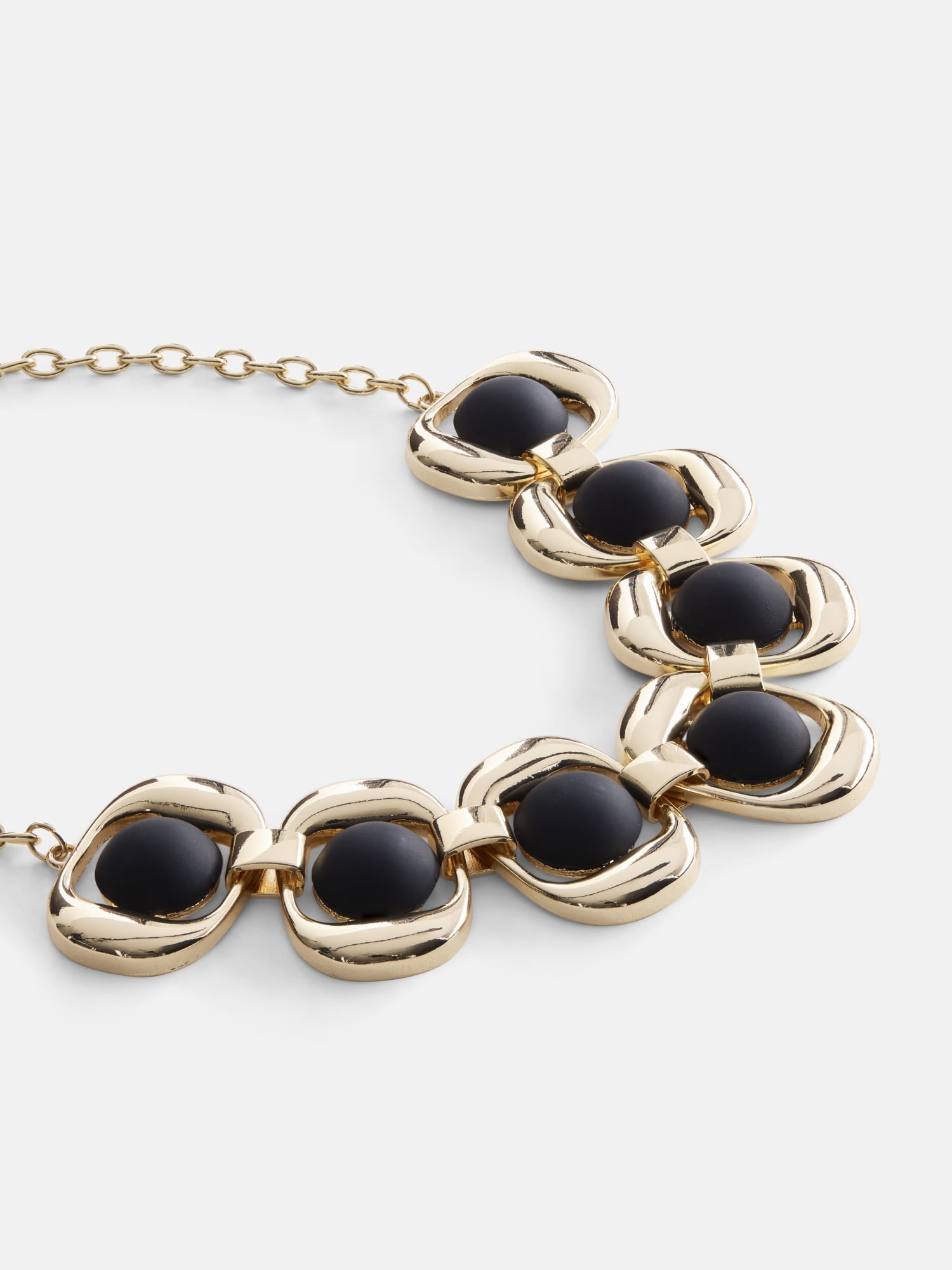 Scoop Statement Stone Necklace, Black, Gold-Tone