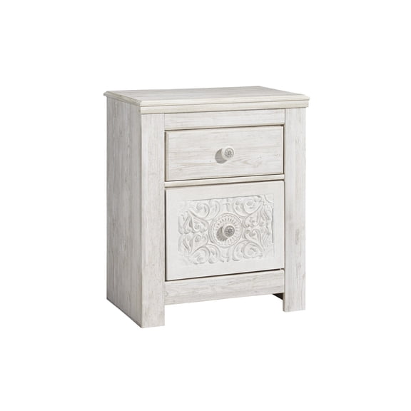 Signature Design by Ashley Traditional Paxberry 2 Drawer Nightstand, Whitewash