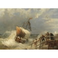 thumbnail image 2 of Andreas Achenbach 24x18 Gold Ornate Framed and Double Matted Museum Art Print Titled - Sturm at the Harbor (1881), 2 of 4