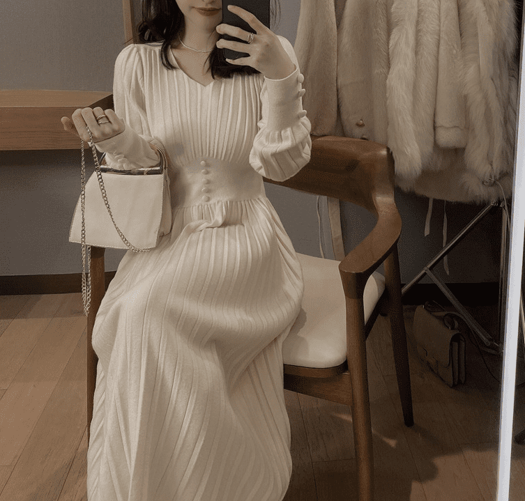 Knitted Dress Ladies Casual Long 