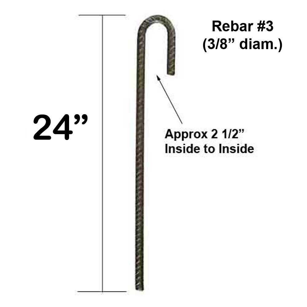 Deer Fence Steel Rebar Ground Stakes with J Hook Heavy Duty 24" Hard