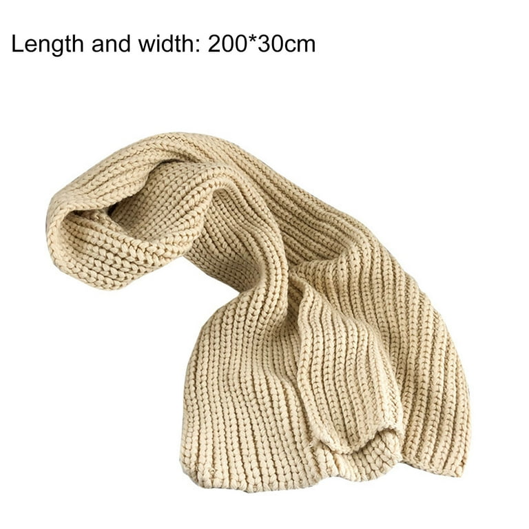 Women Scarf Knitted Solid Color Plain Thickened Soft Keep Warm