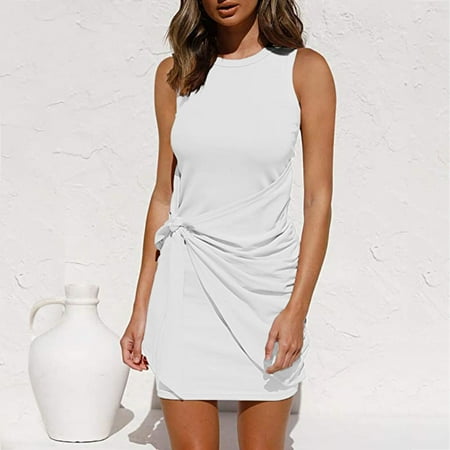 

Women s Summer Casual Sleeveless Round Neck Tight-fitting Mini Dress Maternity Dress for Women Black Long Dress for Women