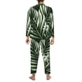 thumbnail image 5 of Bingfone Men'S Pajama Set 2 Piece Loungewear Pjs, Long Sleeve With Pajama Pants-Tropical Palm Leaves1, 5 of 9
