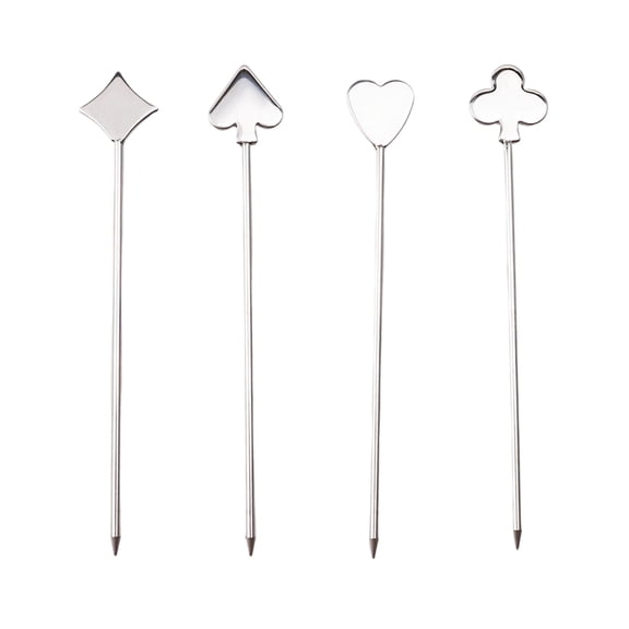 OIUR Skull Cocktail Picks Reusable Olive Skewers Martini Garnish Sticks Stainless Steel Toothpicks for Drinks Appetizers Bar