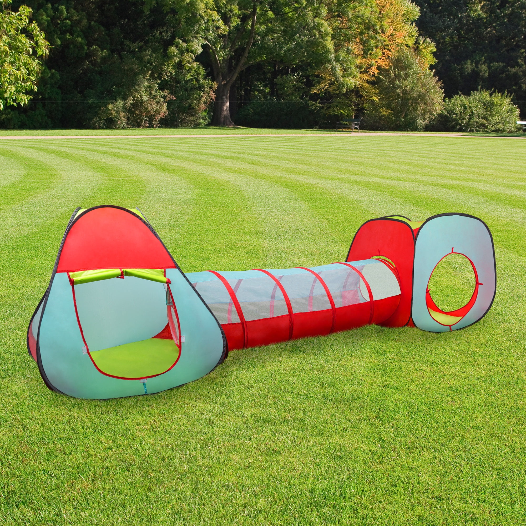 Hey Play 4-Piece Kids Pop-Up Tent, Cube, and Tunnel Set with Carrying Bag