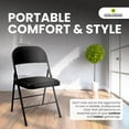 thumbnail image 3 of Folding Chairs Padded Fabric Seat - Heavy Duty Metal Frame - Multi-Purpose Foldable Backrest Chair - Easy Fold & Store Cushioned Seats (Black, 6 x Chair), 3 of 5