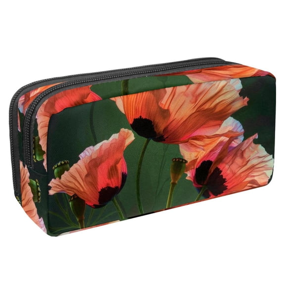 MUOOUM Pencil Case, Red Poppy Flower Large Capacity Pencil Pouch Stationery Pen Bag