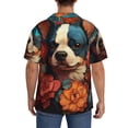 thumbnail image 5 of Fotbe Vintage Colorful Flower French Bulldog print Short Sleeve Button Down Shirts for Men Casual Summer Beach Wrinkle Free Shirt-Small, 5 of 7