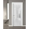 thumbnail image 6 of Solid French Pre-Hung Door Frosted Glass 12 Lites | Felicia 3312 White Silk | Single Regural Panel Frame Trims Handle | Bathroom Bedroom Sturdy Doors -28" x 84", 6 of 7