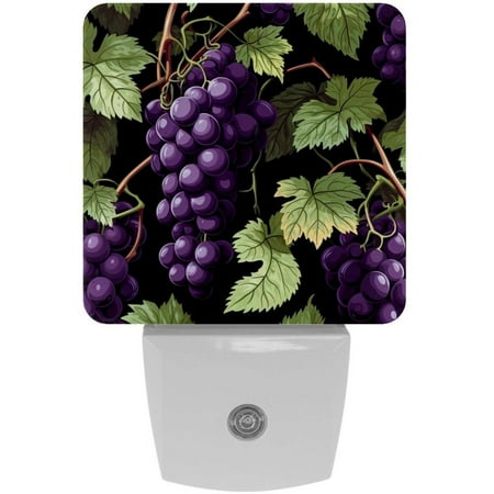

Grapes LED Square Night Lights - Stylish and Functional Nightlight for Better Sleep - Energy Saving Plug-in Wall Light with Auto Sensor