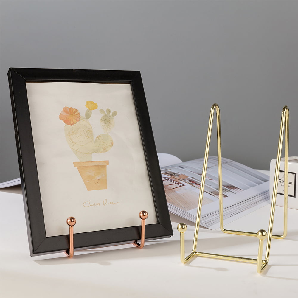 Plate Stands for Display - Metal Plate Holder Display Stand + Picture Frame  Holder Stand + Small Easels for Decorative Plate, Platter, Book, Plaques,  Photo, Tabletop Art,Goldlarge 