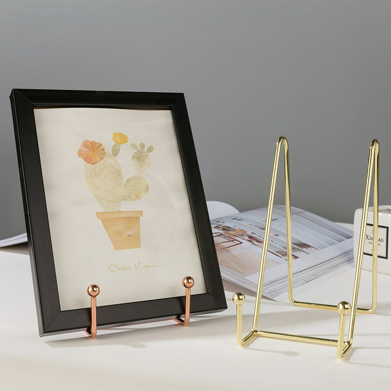  DAMAJI Small Metal Easel Stand for Display,Frame Holder Stand  for Picture, Decorative Plate, Book, Photo,Wire Mini Easel for Table  (Golden) : Home & Kitchen