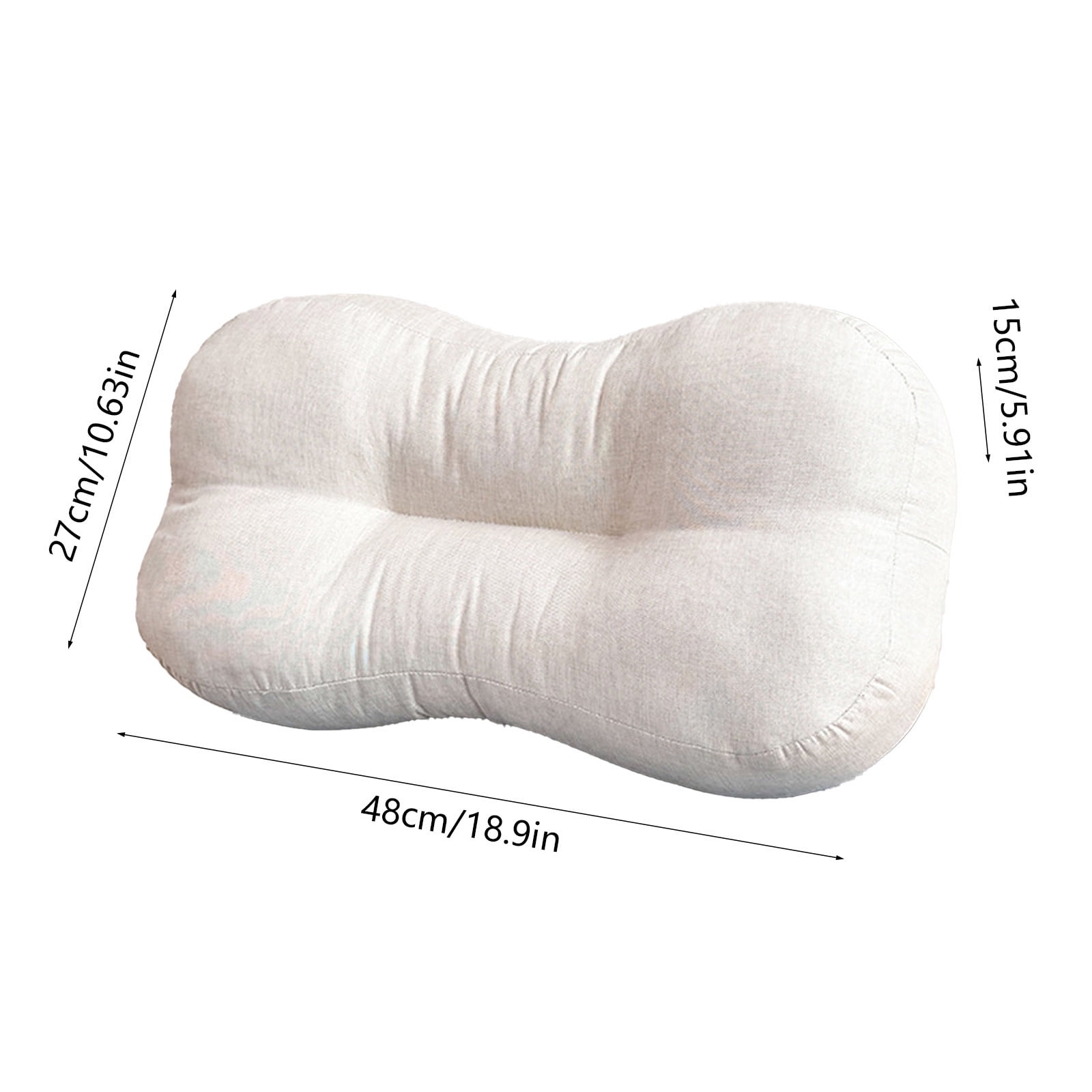 LHNFT Ergonomic Butterfly-Shaped Neck Pillow, Contoured Cervical Support Pillow for Neck Pain Relief, Soft Linen-Feel Pillow for All Sleeping Positions