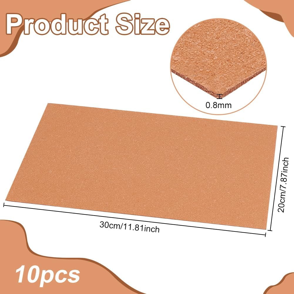 10 Pcs Leather Stiffener Sheets Light Salmon Bag Stiffener 7.87x11.8 Inch Bonded Leather Sheet for Leather Bag Liner Craft DIY