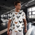 thumbnail image 3 of Wukai Retro Rooster Print Men's Short-Sleeved Mesh T-Shirt,Quick-Dry Short Sleeve Workout T-Shirt-6X-Large, 3 of 8