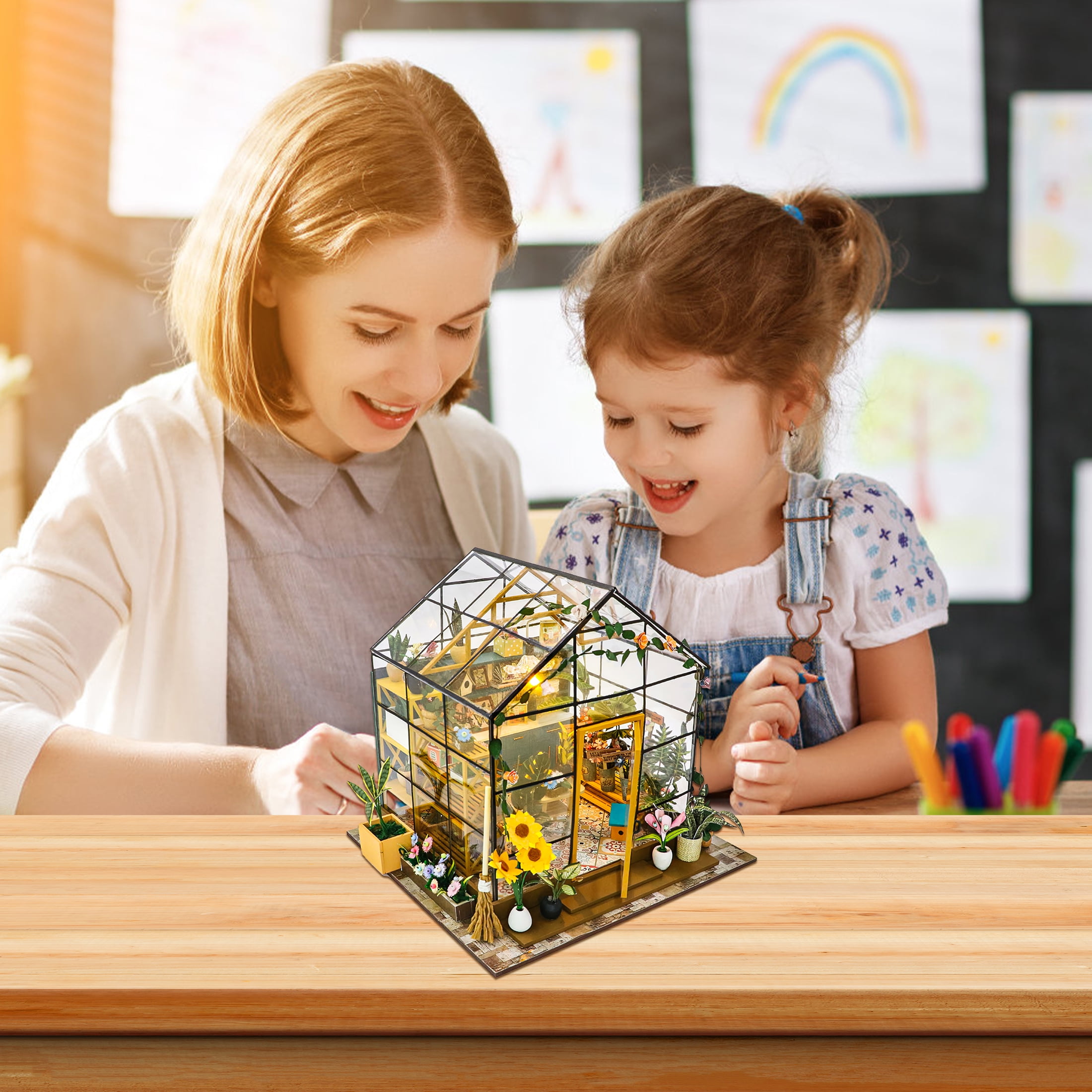 Diy Miniature Dollhouse Kit, Green House With Furniture And Led Lights, Wooden Dollhouse Kit, Best Birthday And Christmas Gifts For Women And Girls (Cathy'S Flower House)