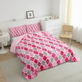 thumbnail image 3 of jejeloiu Vintage Rhombus Pattern Queen Comforter Set,Abstract Geometric Floral Bedding Sets,Pink Gray Bedding Comforter Set For Men Women,Ultra Soft Home Decor Reversible,3-Piece, 3 of 8
