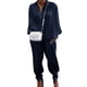 thumbnail image 1 of Txlixc, 2 uds., conjuntos de otoño para mujer, camisa de manga larga con solapa acanalada de Color sólido + traje de pantalón largo para mujer, negro/verde/blanco/azul Txlixc  Moda, 1 of 6