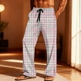 thumbnail image 2 of LIaqionyy Pajama Pants for Mens Plaid Lightweight Drawstring Lounge Sleep Pant Soft Bottoms with Pockets, 2 of 7