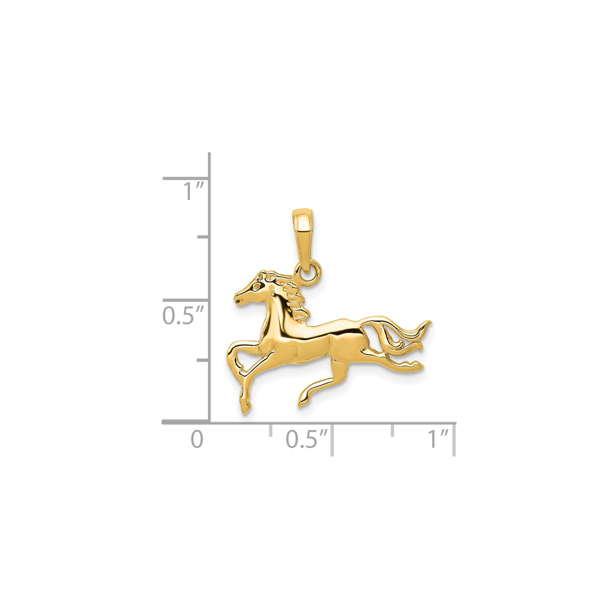 14k Yellow Gold Running Horse Pendant Charm by Jewelry Stores Network, Polished