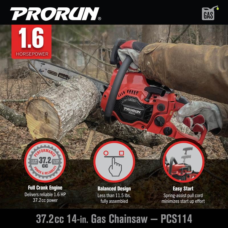 PRORUN 14-in. 37.2cc 2-Cycle Gas-Powered Chainsaw