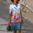 thumbnail image 1 of Robes pour Femmes 2024 Été Surdimensionnée Décontractée Ample Coton Lin Manches Courtes Col Rond Robe Manches Courtes Col Rond Robe Rabais de 50 % Liquidation!, 1 of 5