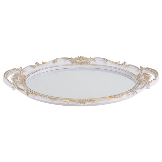 MasteelfCA 1 Pce Plateau Miroir Rétro Bijoux Parfum Accessoire de Photographie Plateau Miroir Délicat