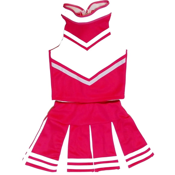 Total 2550 Big Girls' Women Cheerleader Costume Uniform Cheerleading Adult Dress Outfit Halloween Pink/White (XL/ 16-18)
