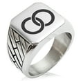 thumbnail image 1 of Stainless Steel Hatakeyama Samurai Crest Geometric Pattern Biker Style Polished Ring, 1 of 1
