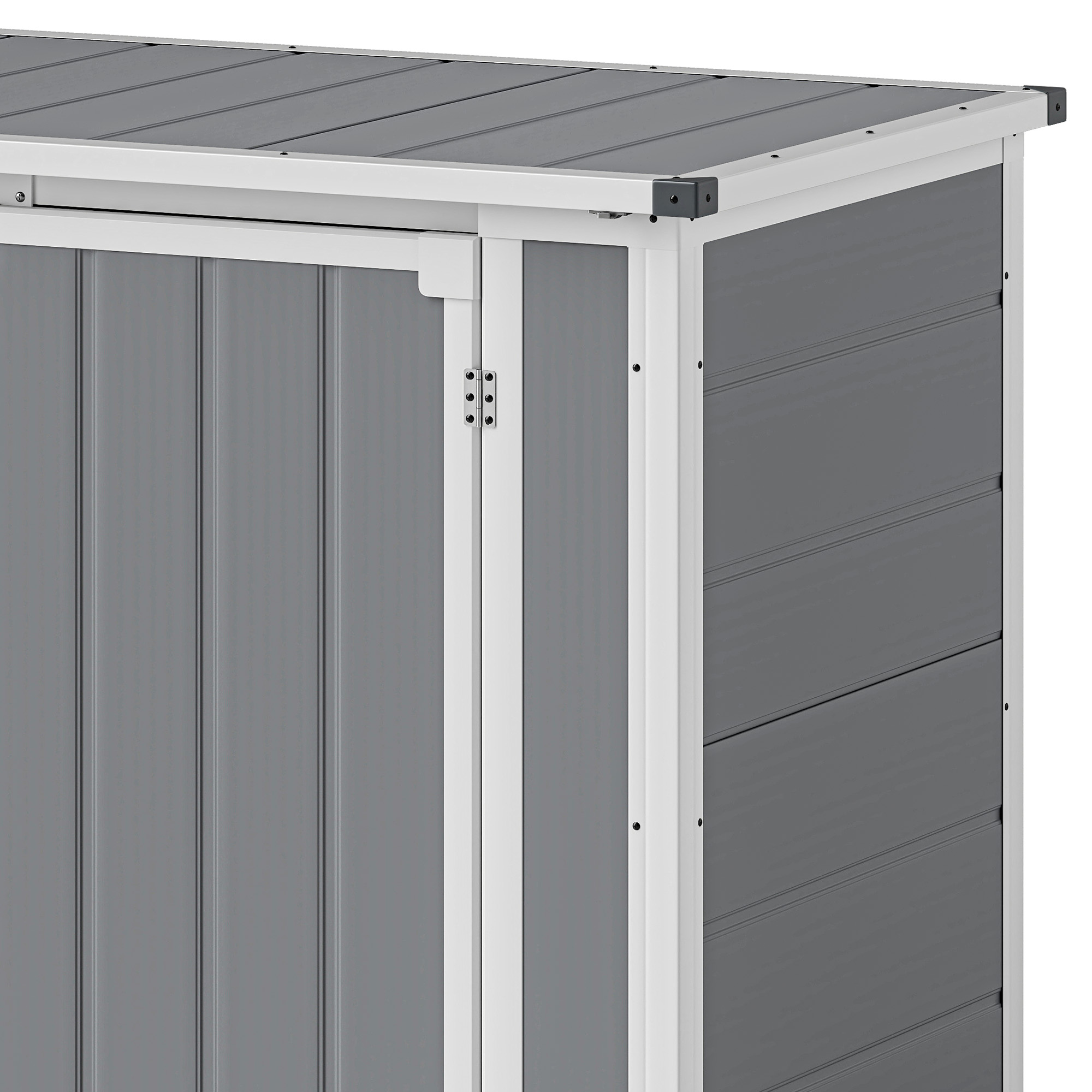 Uforic Storage Shed with Front & Lift-Up Doors, Double-Layer Resin, Lockable Latch for Outdoor, Gray