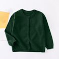 thumbnail image 2 of Kids Girls Solid Color Long Sleeve Fleece Knitted Cardigan for Autumn Winter, Comfortable Round Neck Sweater, Casual Knitwear for Special Occasions Army Green 8-9 Years, 2 of 6