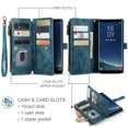 thumbnail image 4 of Wallet Case Compatible with Samsung Galaxy S8 Plus, Multifunctional Magnetic Closure Folio Case, [RFID Blocking] Durable PU Leather Flip Lanyard Strap Wristlet Zipper Card Holder Phone Case, Blue, 4 of 10
