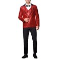 thumbnail image 2 of INSPIRE CHIC Men's Peak Lapel Disco Party Tuxedo Sequin Suit Jacket Metallic Sports Coat Blazer, 2 of 5