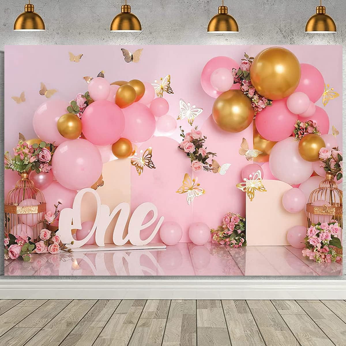 MEHOFOND Toile de fond rose de 2,1 x 1,5 m pour anniversaire, portrait