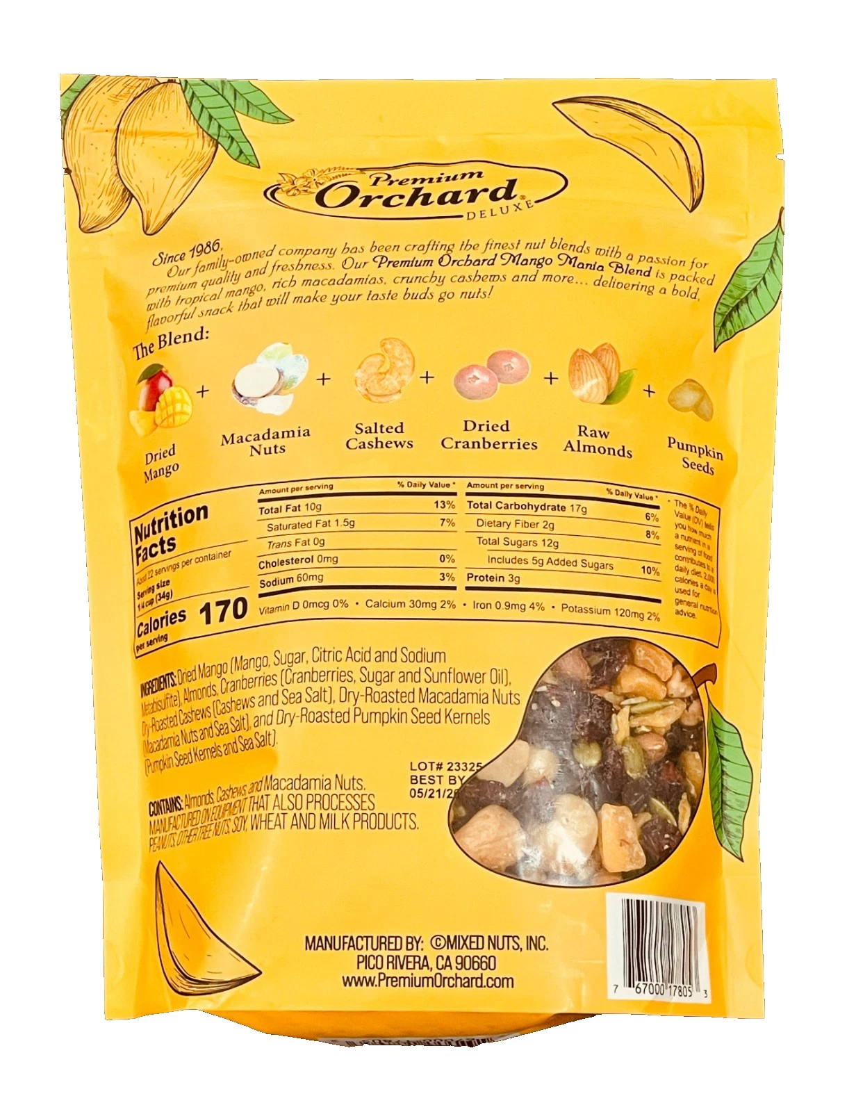 Premium Orchard Deluxe Mango Mania Macadamia Nut Blend Dry-Roasted with Sea Salt, 27 ounce (765g)