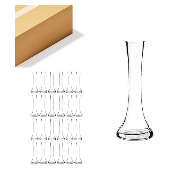 WGV Bud Vases - 24 Pack, 8" Clear Glass Floral Vases - Trumpet Shape Centerpieces for Wedding, Events, Home Decor, Party Table Decorations