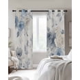 thumbnail image 4 of Blue White Floral Blackout Curtains for Bedroom Living Room Darkening Curtains 54 Inch Long Botanical Garden Flowers Leaves Short Curtain for Small Window Treatment Insulated Grommet Drapes 52"x54"x2, 4 of 9