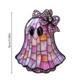 thumbnail image 3 of YYDENG Halloween Decor Acrylic Ghost Pendant with Rhinestone Bow Stained Glass Window Ornament Pink B, 3 of 3