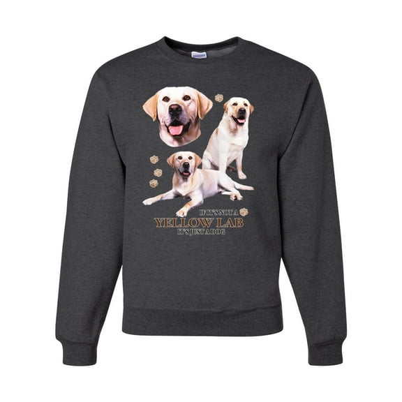If It's Not a Yellow Lab It's Just a Dog Gift | Mens Dog Lover Crewneck Graphic Sweatshirt, Heather Black, X-Large