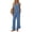 Sea Blue, variant on Anygrew Women's 2 Piece Lounge Sets Sleeveless Ruffle Hem Top and Wide Leg Pants with Pockets Casual Sweatsuit Outfits