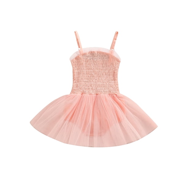 Txlixc, mono sin mangas para niñas pequeñas, Color sólido, informal, con tirantes finos, princesa, vestido plisado de malla Txlixc Moda