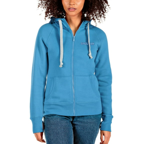 Women's Antigua Light Blue Spelman College Jaguars Victory Full-Zip Hoodie