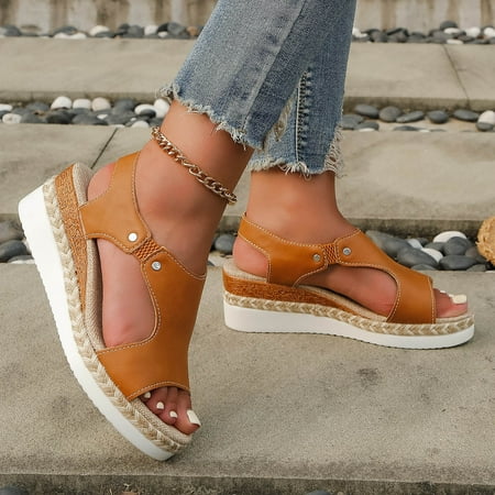 

Comfortable Black Sandals for Women Perfect Great Wedge Sandals for Women Platform Wedge Sandals Women Stylish Attractive Satisfied Sandals for Skinny Feet Beautiful Comfy