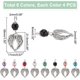 thumbnail image 2 of 32 cuentas de alas de ángel de 8 mm, redondas, de 8 colores, con dijes de alas plateadas para crear collares, pulseras, joyas y llaveros., 2 of 5