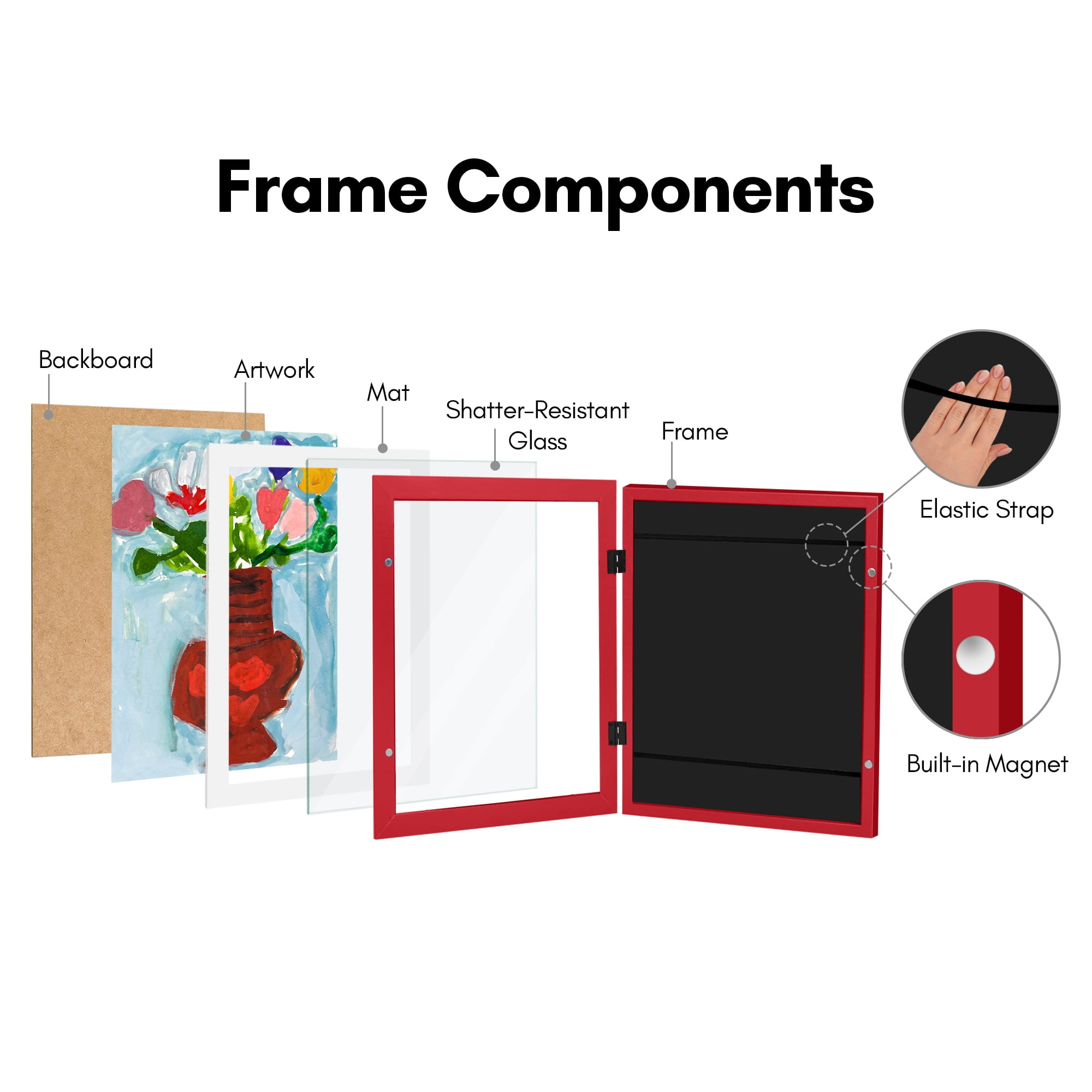 Americanflat 10x12.5 Kids Art Frame with 8.5x11 Mat - 8.5x11 Letter Size Display with Mat or 10x12.5 Without Mat