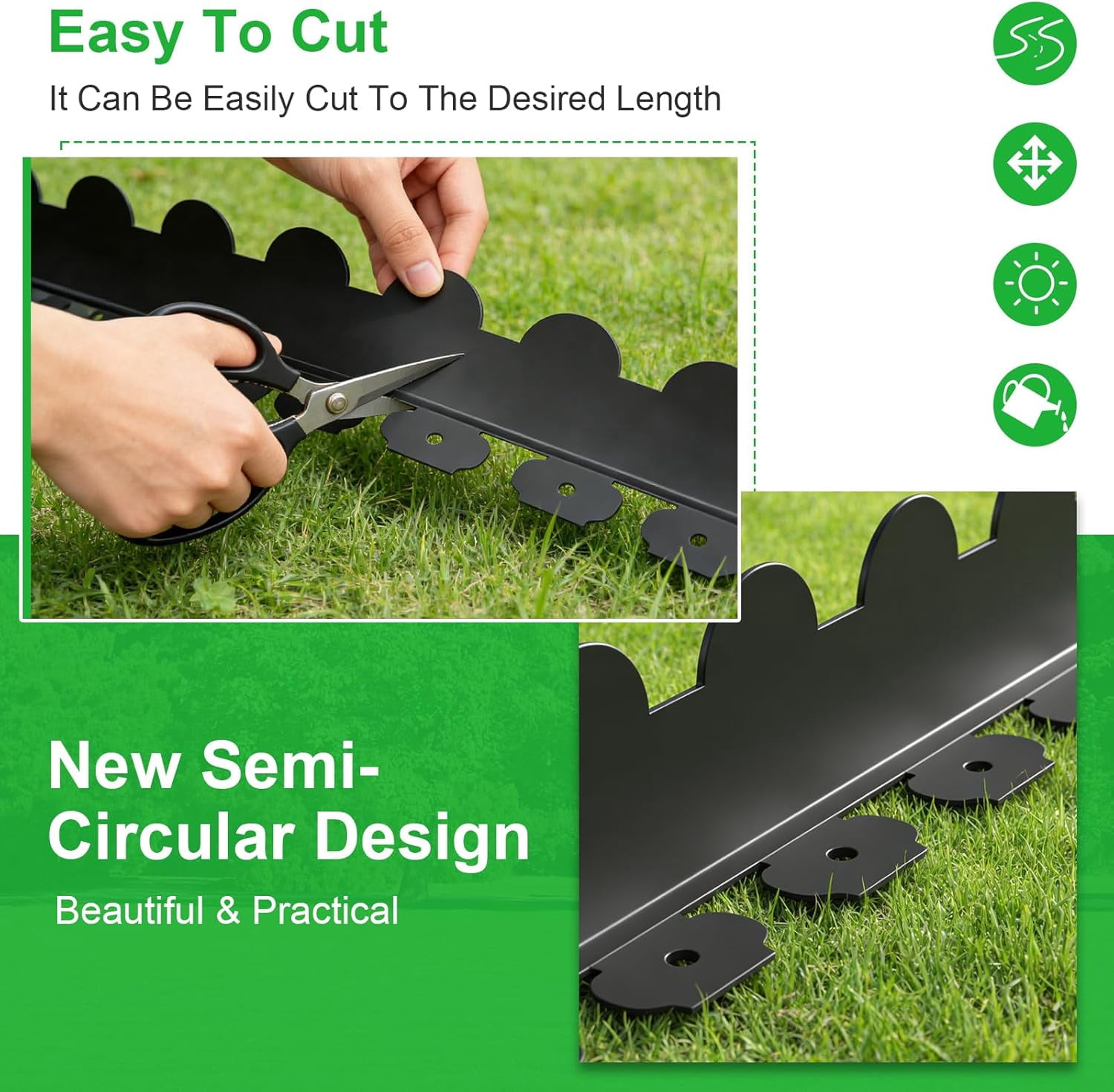 NEYCIL Landscape Edging 33ft, 4in Tall Garden Edging with 40pcs Spikes, Flexible Plastic Landscape Border for Grass, Yard, Flowerbeds, Gravel, Black