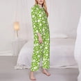 thumbnail image 3 of Honeii Green White Flowers print Women's Pajama Sets Long Sleeve Button Down Sleepwear Nightwear Soft Pjs Lounge Sets-Medium, 3 of 7